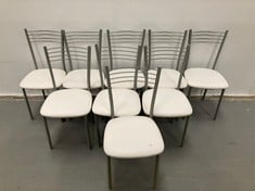 9 X WHITE KITCHEN CHAIRS 93X41X53CM MODEL M023 CHAIR20BLA ( DAMAGED ) .