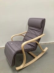 SONGMICS BIRCH WOODEN ROCKING CHAIR WITH ARMRESTS AND ADJUSTABLE FOOTREST IN 5 POSITIONS COLOUR PURPLE MODEL LYY041G.