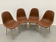 4 X BROWN VINTAGE NORDIC STYLE SYNTHETIC LEATHER CANGLONG CHAIRS WITH METAL LEGS .