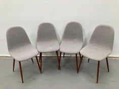 4 X MODERN KITCHEN CHAIRS WITH METAL LEGS AND GREY ERGONOMIC BACKREST .