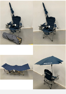 2 X CAMPING ITEMS OF VARIOUS MAKES AND MODELS INCLUDING SPORT CHAIR BRELLA .