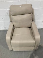 NALUI - ONE FABRIC RECLINING RELAX ARMCHAIR (77X87X95CM) WITH MANUAL PUSH OPENING AND REINFORCED STRUCTURE. LOUNGE ARMCHAIR UPHOLSTERED IN FABRIC WITH 160º RECLINING BEIGE P.V.P 199,80€.