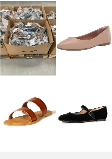 PALLET WITH A VARIETY OF SHOES IN DIFFERENT SIZES AND MODELS INCLUDING BEIGE BALLERINA PUMPS SIZE 41.