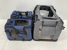 3 X FOLDING DOG CARRIERS VARIOUS SIZES INCLUDING LIONTO DOG CARRIER DOG CARRIER BAG DOG CARRIER FOLDING DOG CARRIER AUTOBOX DOG CARRIER BAG FOR SMALL ANIMALS, (L) 70X52X50 CM GREY.