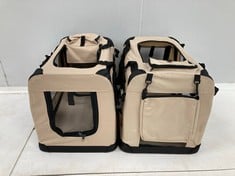 2 X LIONTO DOG CARRIER DOG CARRIER BAG FOLDABLE DOG CARRIER AUTOBOX DOG CARRIER BAG FOR SMALL ANIMALS, (L) 70X52X50 CM BEIGE .