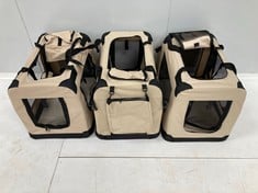 3 X LIONTO DOG CARRIER DOG CARRIER BAG FOLDABLE DOG CARRIER AUTOBOX DOG CARRIER BAG FOR SMALL ANIMALS, (L) 70X52X50 CM BEIGE.