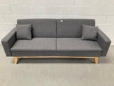 REINE - 3 SEATER SOFA BED, UPHOLSTERED IN FABRIC, BOOK OR CLICK-CLACK OPENING SYSTEM, INCLUDING 2 CUSHIONS, CHARCOAL GREY COLOUR, SOFA: 201 X 73 X 79 CM, BED: 201 X 99 X 42 CM, (P.V.P. £298).