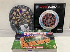 4 X SPORTING RELATED ITEMS INCLUDING LARGE BOARD 132 DARTBOARD.