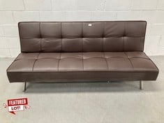 HOMELY | 3 SEATER SOFA BED - KOHTAO | CLIC-CLAC OPENING | UPHOLSTERED IN ECO-LEATHER | MODERN LIVING ROOM SOFAS | COMFORTABLE PADDED SOFA | WITHOUT ARMRESTS | CHOCOLATE COLOUR | 176 CM (DAMAGED P.V.P