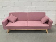 ZZ DON DESCANSO, REINE 3 SEATER SOFA BED, UPHOLSTERED IN FABRIC, PINK COLOUR, BOOK OR CLICK-CLACK OPENING SYSTEM, SOFA SIZE: 201X73X79 CM, BED SIZE: 201X99X42 CM, 2 CUSHIONS INCLUDED, (P.V.P 298.55€)