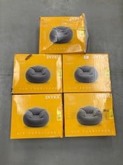 5 X INTEX BEANLESS BAG CHAIR INFLATABLE FURNITURE - POUFFE, 1,14M X 1,14M X 71CM, GREY.