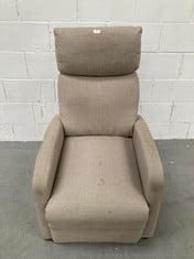 BEIGE VERONA FABRIC RECLINING ARMCHAIR, RELAX ARMCHAIR WITH FOOTREST, PUSH OPENING SYSTEM, COMPACT, 2 LYING POSITIONS AND ZERO POSITION, LOUNGE CHAIR RECLINING UP TO 160º, (DIRTY AND INCOMPLETE P.V.P