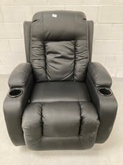 HOMCOM MASSAGE CHAIR RECLINING UP TO 150° RELAXATION CHAIR RELAX CHAIR WITH 8 VIBRATING MASSAGE POINTS LUMBAR HEATING FUNCTION REMOTE CONTROL REMOTE CONTROL 85X94X104 CM BLACK, (BROKEN AND INCOMPLETE