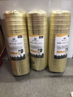 3 X ROLLS OF ROYALE 5MM 15M2 SONIC GOLD UNDERLAY