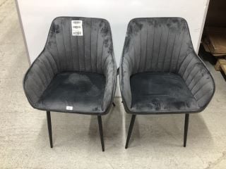 2 X GREY VELVET DINING CHAIRS