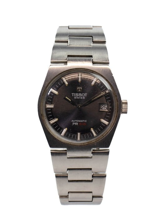 Tissot Automatic Vintage Watch, Model: PR516 Black Dial Stainless Steel Bracelet. Brief Condition Report: Ex Display (Currently Running) (VAT Only Payable on Buyers Premium)