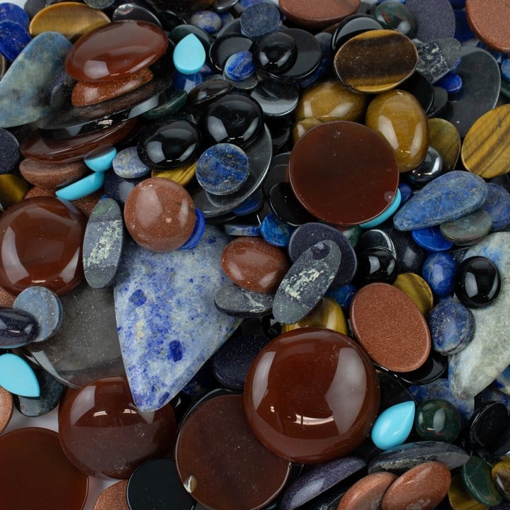 Mixed Cabochon Mixed-cut Parcel of Gemstones, 1Kg