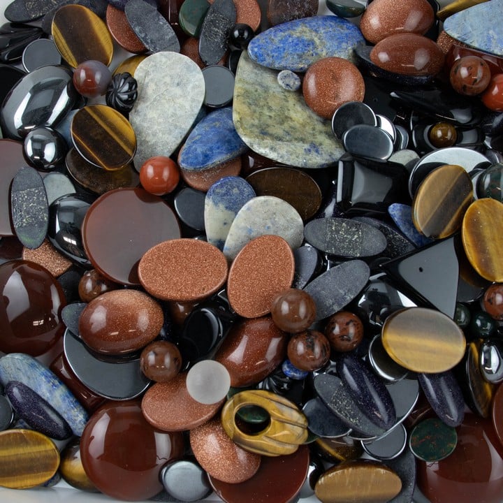 Mixed Cabochon Mixed-cut Parcel of Gemstones, 1Kg