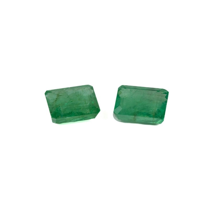 3.36ct Emerald Faceted Octagon-cut Pair of Gemstones, 8x6mm