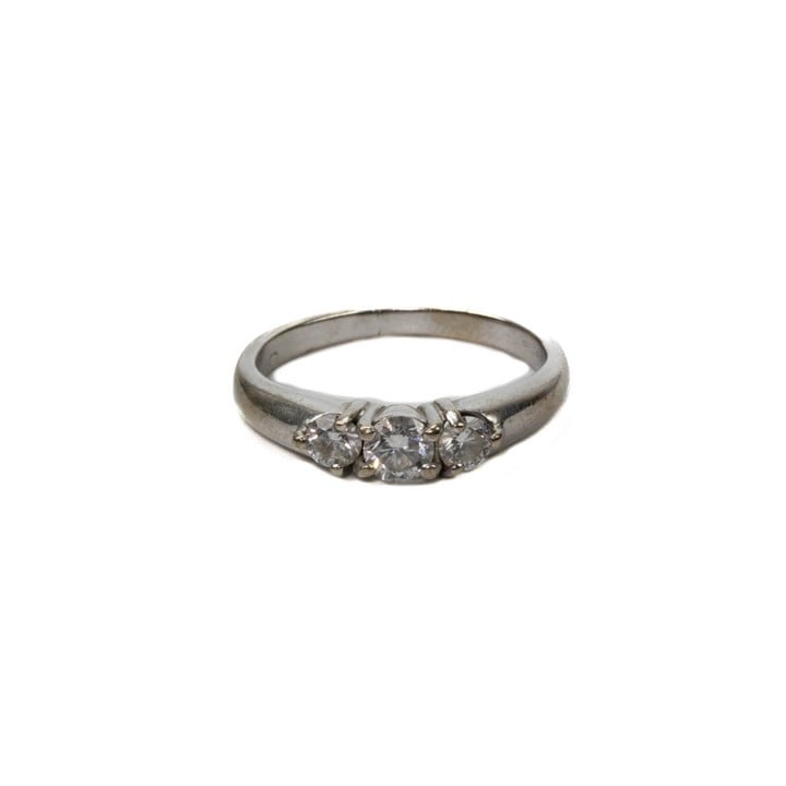 18ct White Gold 0.48ct Natural Diamond Trilogy Ring, Size K, 3.5g.  Auction Guide: £150-£200 (VAT Only Payable on Buyers Premium)