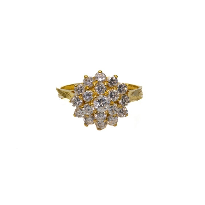 22ct Yellow Gold Clear Stone Cluster Ring, Size K½, 3.7g.  Auction Guide: £175-£225 (VAT Only Payable on Buyers Premium)