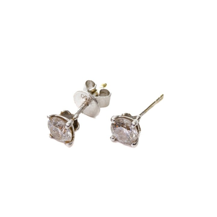 18K White 0.60ct Diamond Stud Earrings, 1.1g. (Missing one butterfly) (VAT Only Payable on Buyers Premium)