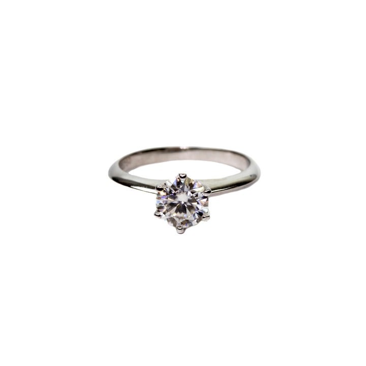 Silver 1.00ct Moissanite Ring, Size L½, 2g. (Stamped Au 750 but tests as 99% Silver on XRF Analyser) (VAT Only Payable on Buyers Premium)