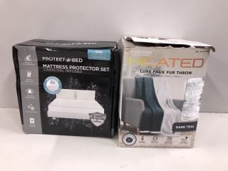 2 X BEDROOM ITEMS INC PROTEC & BED MATTRESS PROTECTOR SET