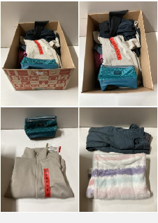 BOX OF CLOTHES IN VARIOUS SIZES AND DESIGNS