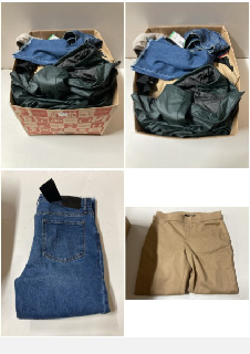 BOX OF CLOTHES IN VARIOUS SIZES AND DESIGNS