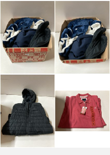 BOX OF CLOTHES IN VARIOUS SIZES AND DESIGNS