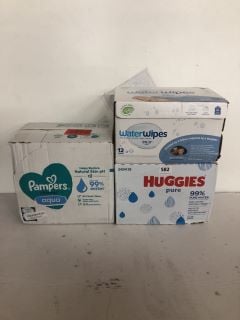 3 X BABY WIPES INC HUGGIES PURE WATER WIPES