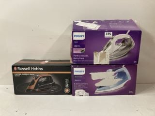 3 X PHILIPS STEAM IRONS TO INCLUDE AZUR