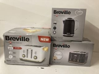 3 X BREVILLE ITEMS TO INCLUDE MOSTRA COLLECTION 4 SLICE TOASTER