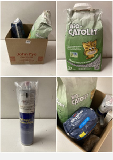 BOX OF ITEMS TO INCLUDE BIO-CATOLET CAT LITTER