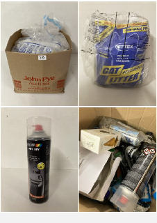 BOX OF ITEMS TO INCLUDE PETTEX CAT LITTER