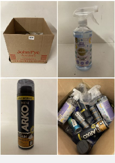 BOX OF ITEMS TO INCLUDE MEN ARKO SHAVING FOAM