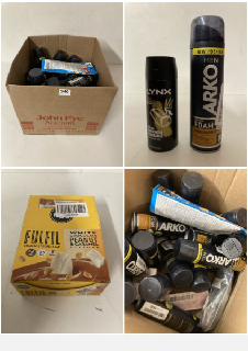 BOX OF ITEMS TO INCLUDE MEN ARKO SHAVING FOAM