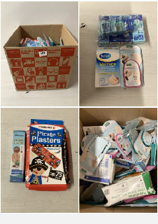 BOX OF ITEMS TO INCLUDE SENSIPLAST HEEL BLISTER PLASTERS