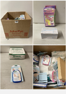 BOX OF ITEMS TO INCLUDE SENSIPLAST BLISTER PLASTERS