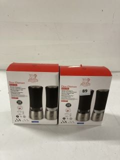 2 X PEUGEOT FRANCE DUO DAMAN ELECTRIC SALT & PEPPER MILLS