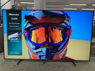 HISENSE 100" QLED TV MODEL: 100E7NQTUKPRO RRP: £1,999 (WITH REMOTE, WITH STAND, WITH BOX) (LINE ON SCREEN)