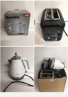 A BOX OF SMALL KITCHEN APPLIANCES TO INCLUDE KETTLES