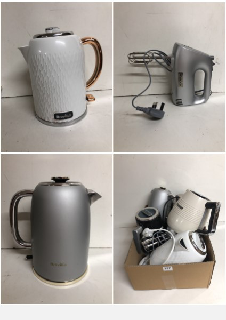 A BOX OF SMALL KITCHEN APPLIANCES TO INCLUDE KETTLES