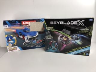 SONIC CARRERA GO RACING SET AND A BEYBLADE X BATTLE SET