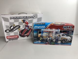 MARIO KART CARRERA GO RACING SET AND A PLAYMOBIL CITY ACTION SET