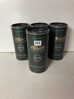 FOUR TUBS OF VEGAN SHAKE POWDER BBE 04/23