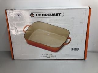 LE CREUSET SIGNATURE ENAMELLED CAST IRON RECTANGULAR ROASTING DISH, 37CM 6.6LITRES, VOLCANIC RRP:£172