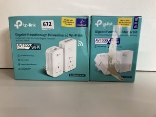 2 X TP-LINK ITEMS TO INC GIGABIT PASSTHROUGH POWERLINE AC WI-FI KIT