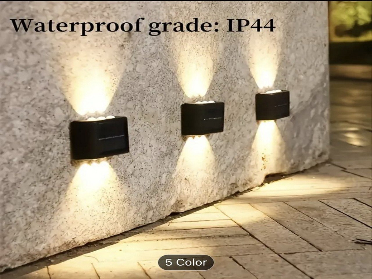 SOLAR WALL LIGHT - OUTDOOR LIGHT WITH 6 LED DUAL COLOR LIGHTING